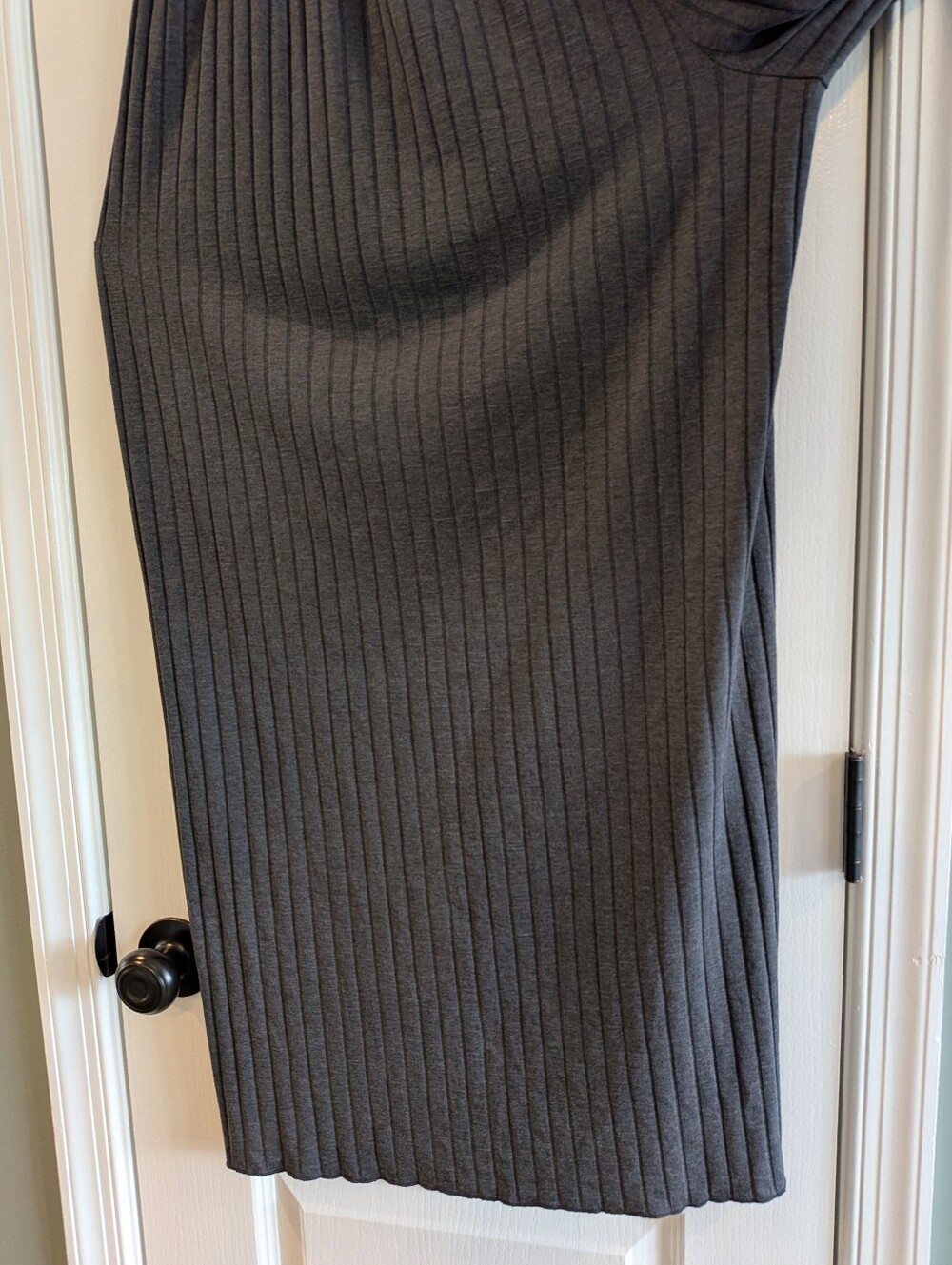 Free People Beach Love Me Wide Leg Palazzo Pants Gray Ribbed Bohemian Size L - Picture 11 of 13